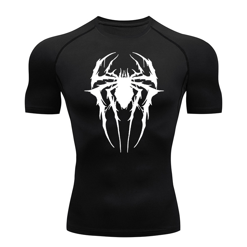 Base Layer Top - Spider Graphic Compression Shirts for Men