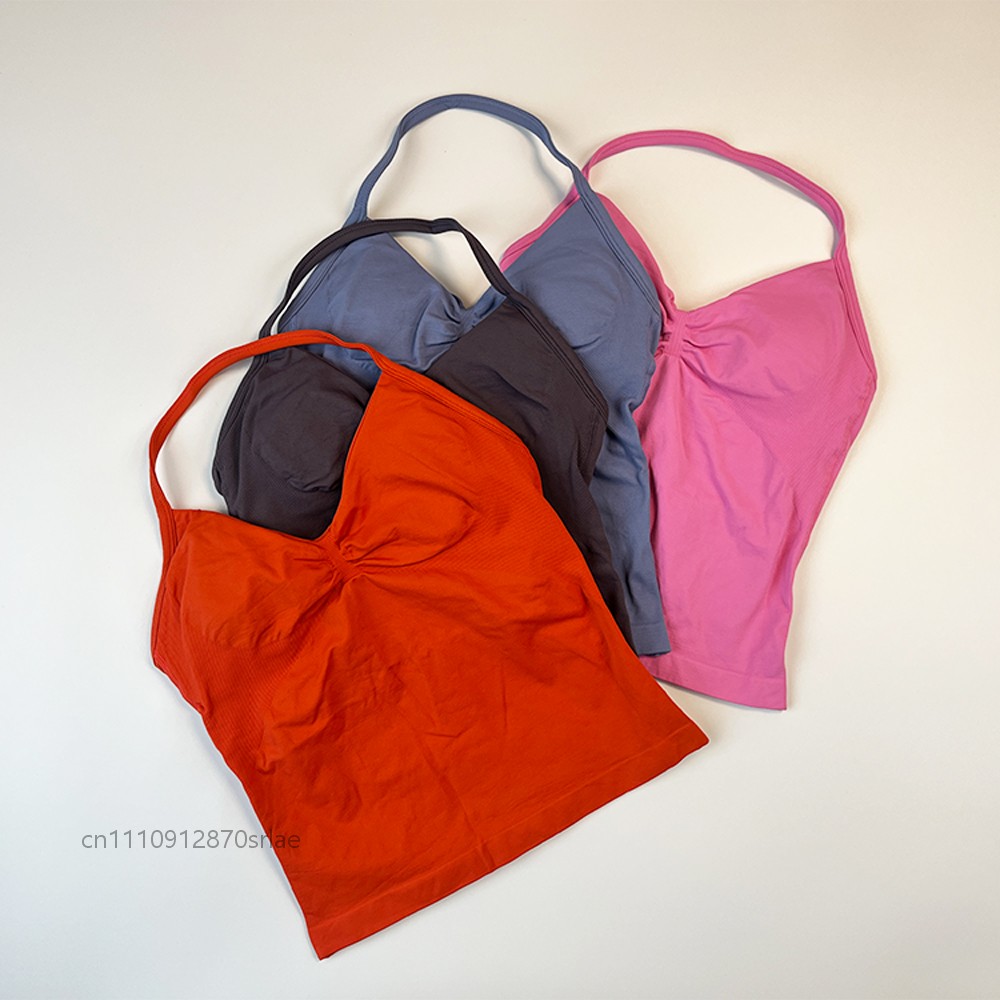 Suspender Tank Top - Women's Seamless Halter Strappy Yoga Tank