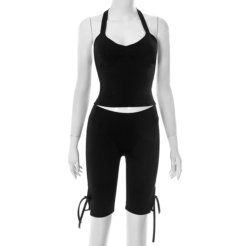 Women Solid 2 Piece Set Summer - Suspender Tank Top avis et prix