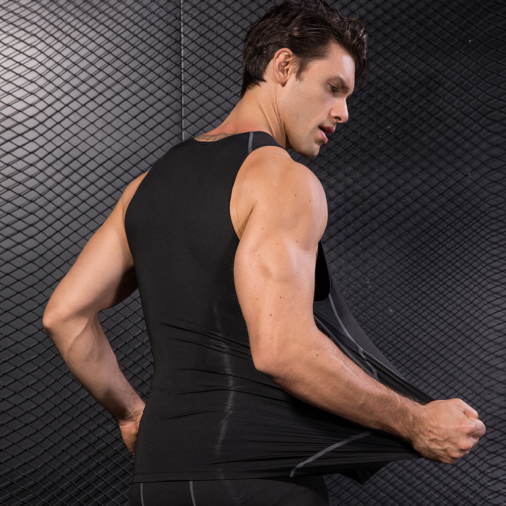 Men Black Sport Skinny Vest Ti - T Shirt Tight Fit avis et prix