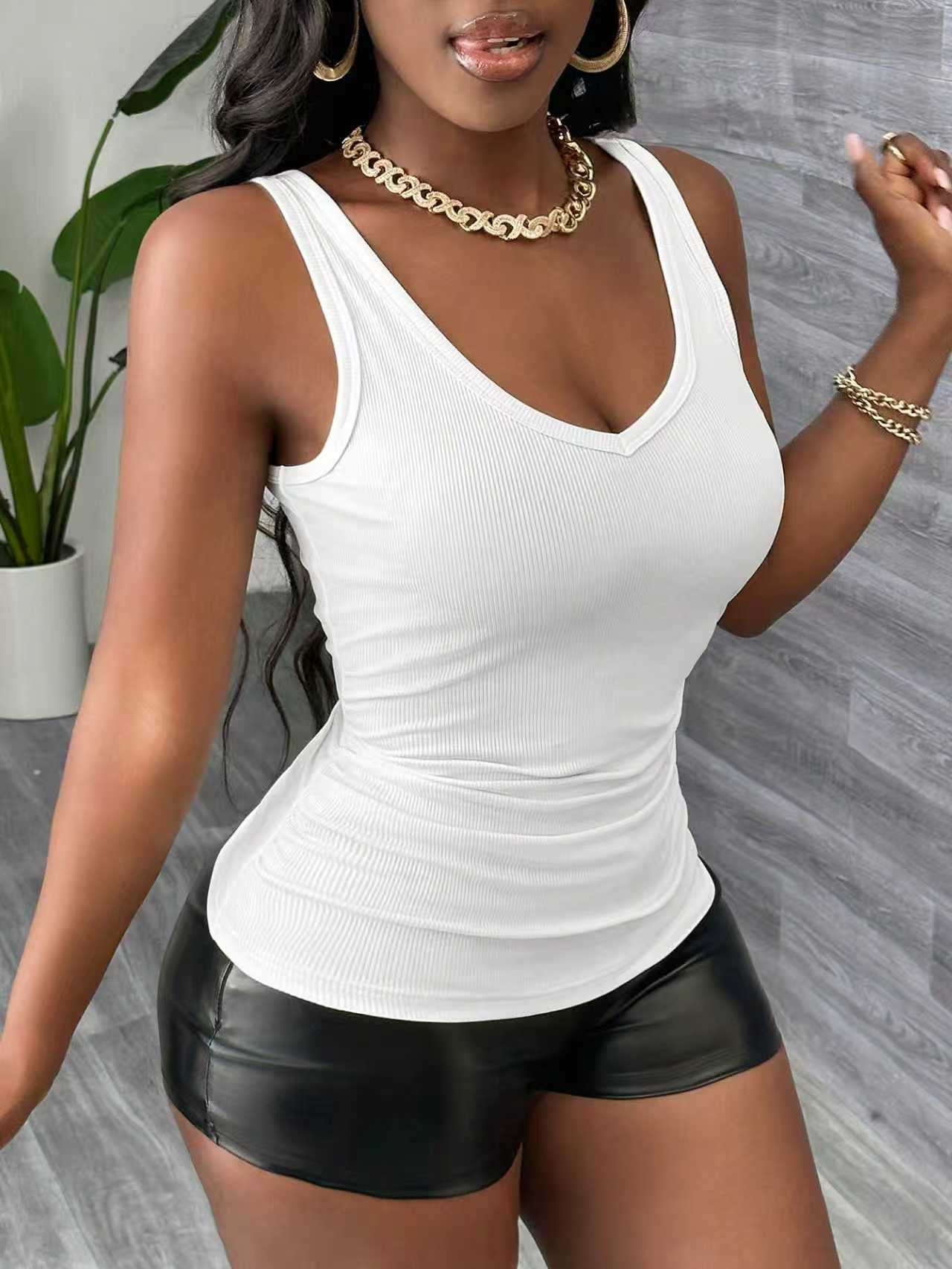 Plus Size 3 Piece V Neck Ribbe - Tank Top Ribbed avis et prix