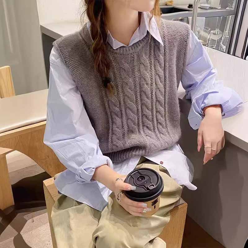 2025 New O-Neck Knitted Vest W - Sleeveless Undershirt avis et prix