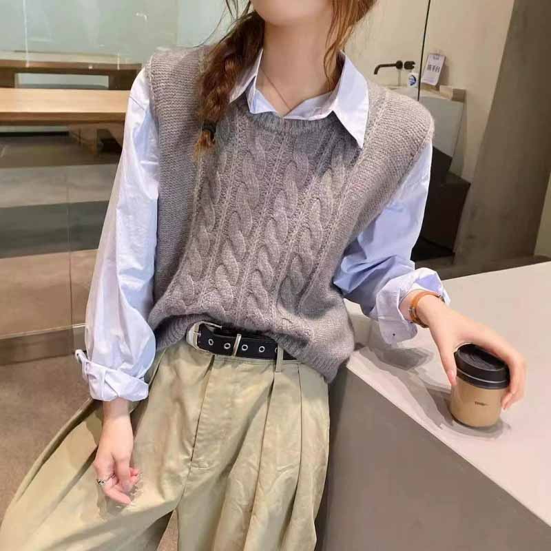 2025 New O-Neck Knitted Vest W - Sleeveless Undershirt avis et prix