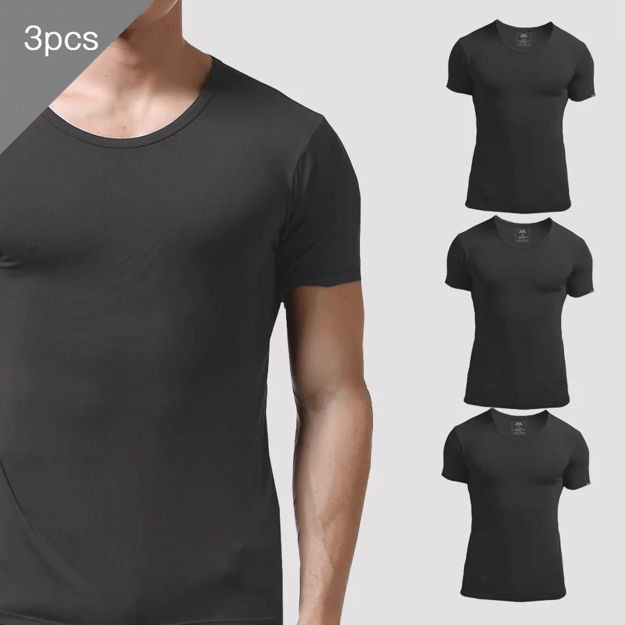 3PCS Men's Summer Short Sleeve - Undershirt Crew Neck avis et prix