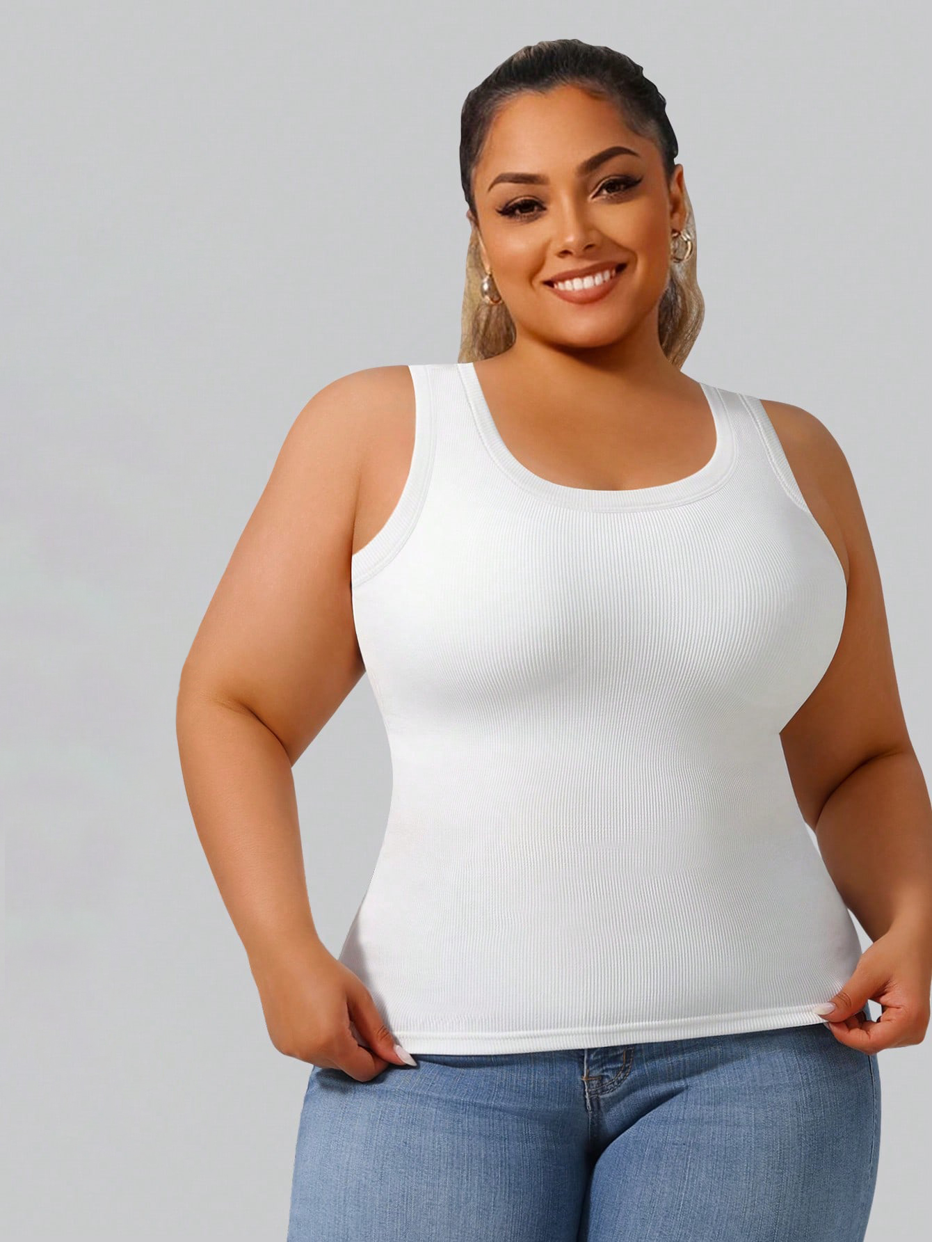 Plus Size Women's Solid Ribbed - Tank Top Ribbed avis et prix