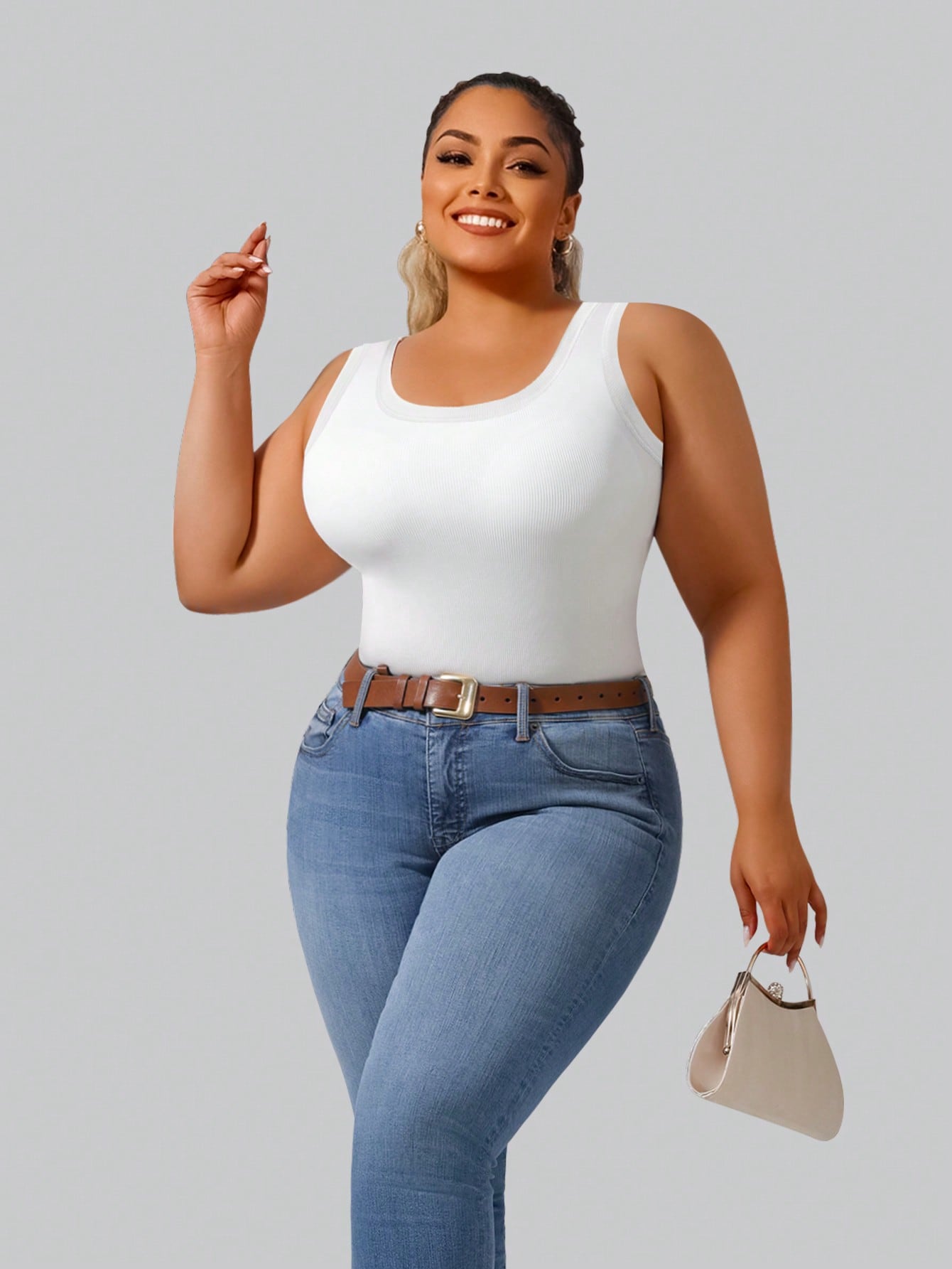 Plus Size Women's Solid Ribbed - Tank Top Ribbed avis et prix