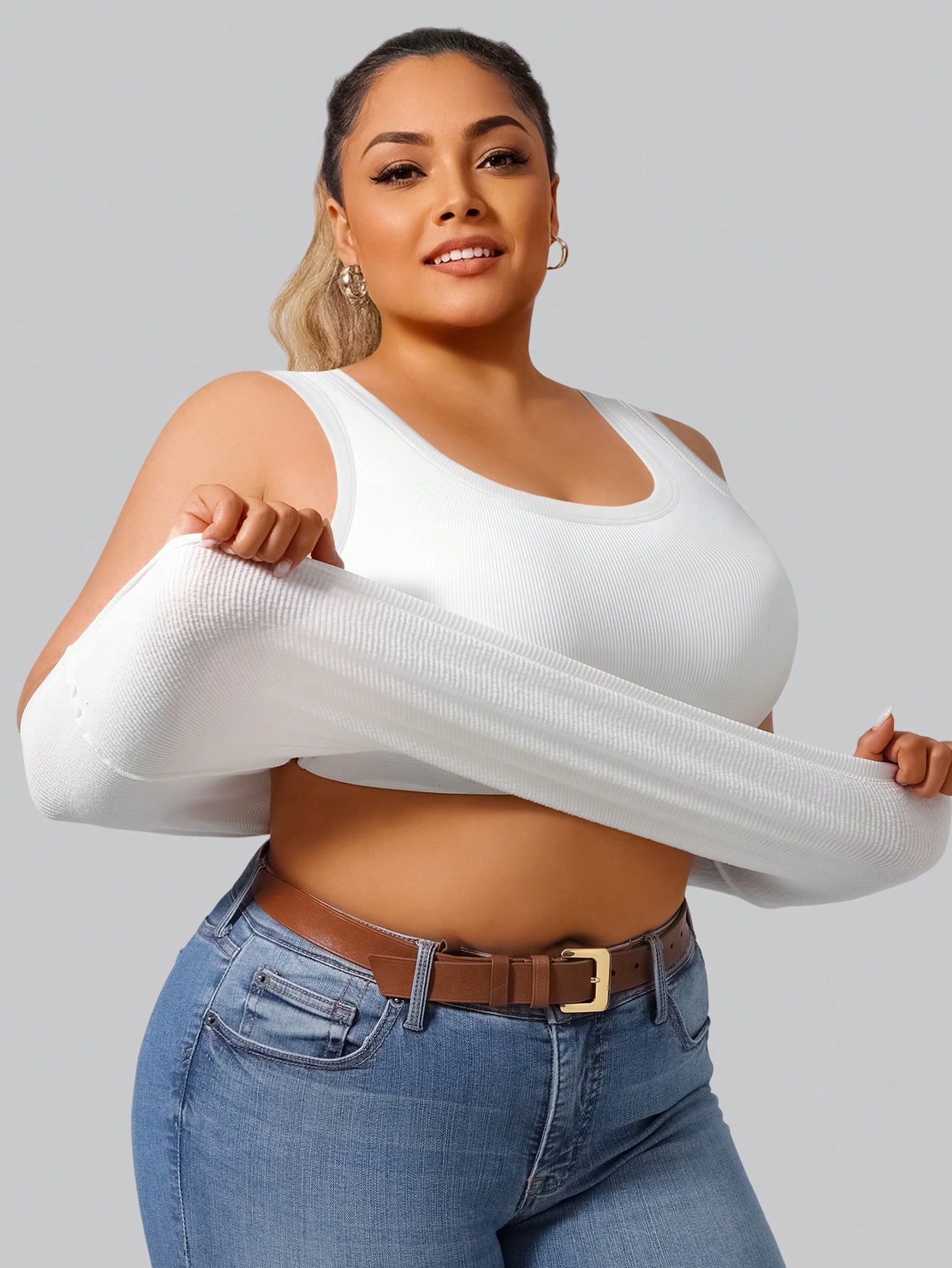 Plus Size Women's Solid Ribbed - Tank Top Ribbed avis et prix