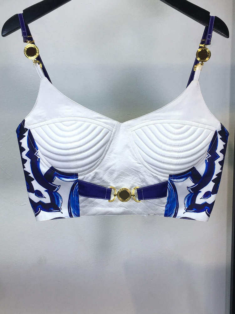 Summer Bohemain Blue And White - Suspender Tank Top avis et prix