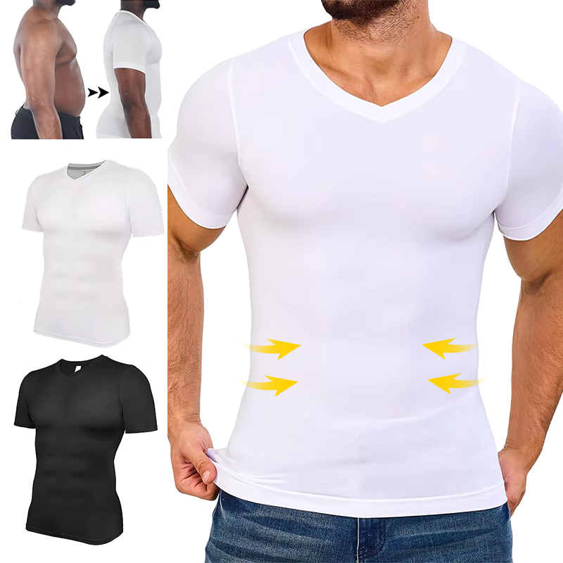 Men V Neck Compression Shirts  - Undershirt Crew Neck avis et prix