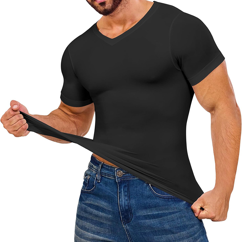 Men V Neck Compression Shirts  - Undershirt Crew Neck avis et prix