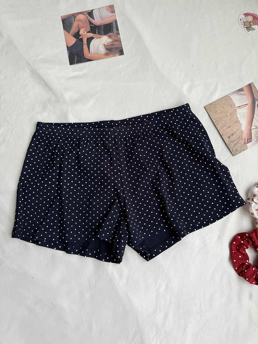 Navy Dot Ribbed Shorts Sets Wo - Tank Top Ribbed avis et prix