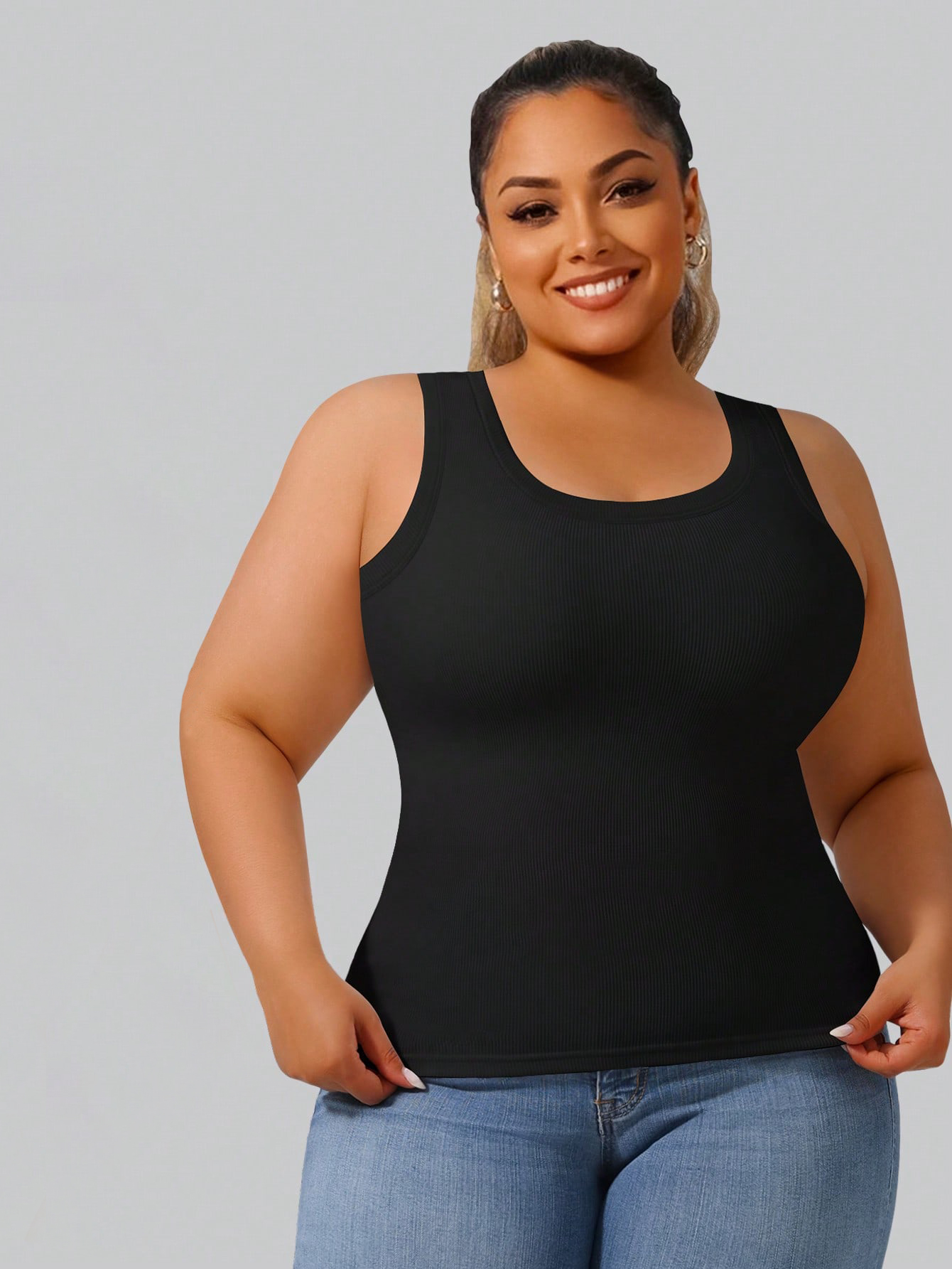 Plus Size Women's High Stretch - Tank Top Ribbed avis et prix